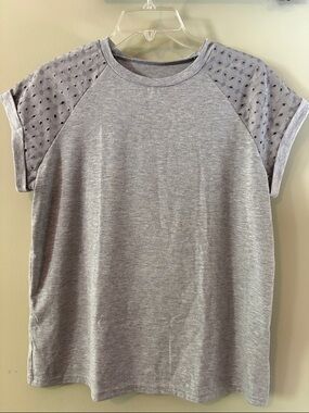 Light Gray Eyelet Sleeve Tee